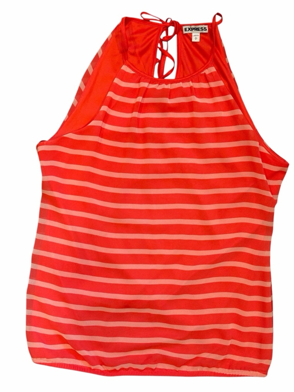 Express Orange Coral Striped Halter Top Small Beach Vacation Summer Tank - Picture 4 of 6